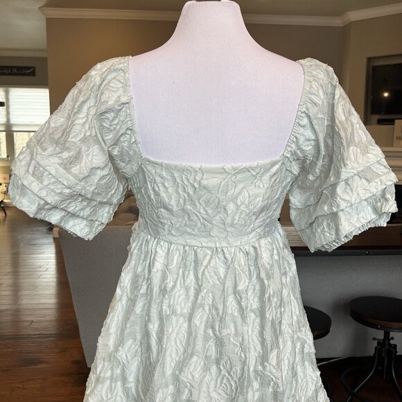 NWT $52 BaeVely Rylee Mini Dress Medium Baby Blue Ethereal Feminine Fairycore - Picture 11 of 16